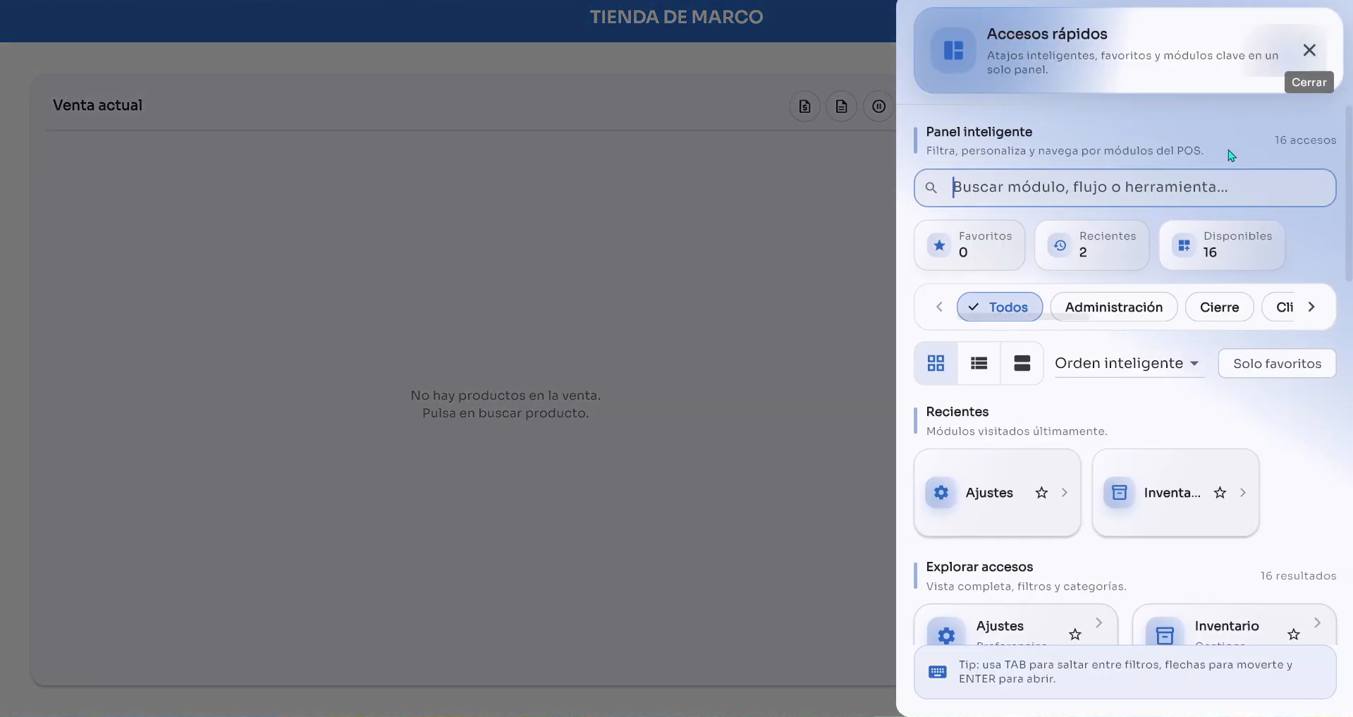 Interfaz Principal POS